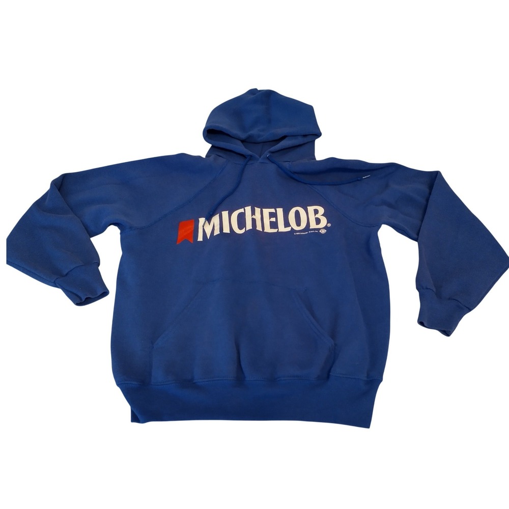 Bassett-Walker RN 14666 Michelob Hoodie Mens Large Blue Vintage 1989 USA Made